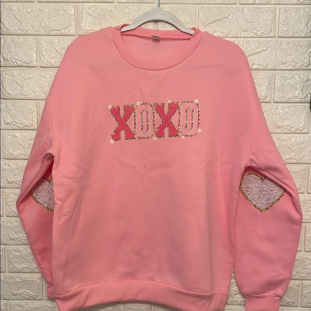 #107. Pink XOXO Sweatshirt with Heart Elbows